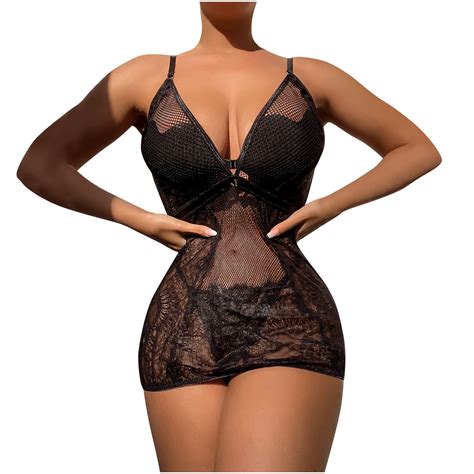 Wreesh Womens Lingerie Bodysuit Sleepwear Underwear Intimates Lace