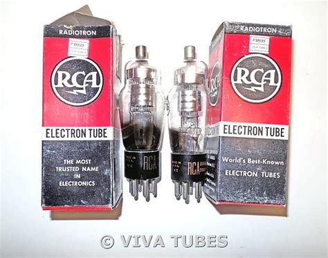 NOS NIB Matched Pair RCA Radiotron USA 6C6 Silver Plate Reverb