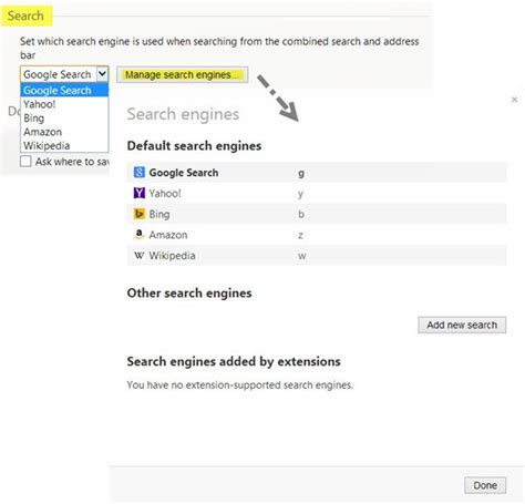 Comment changer le moteur de recherche par défaut dans Chrome Firefox