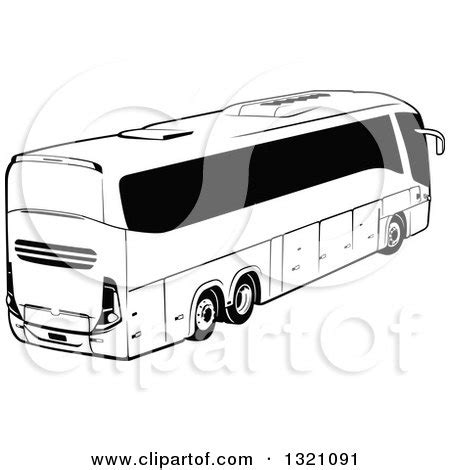 Clipart of a Black and White Tour Bus - Royalty Free Vector ...