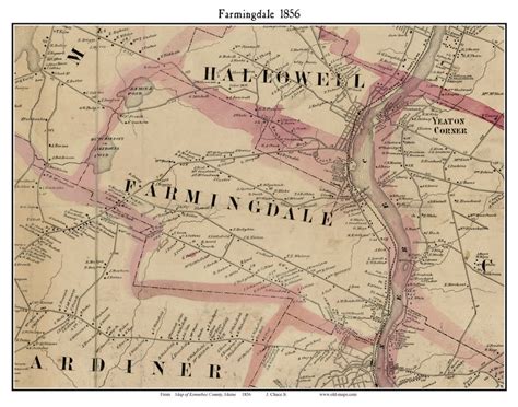 Farmingdale 1856 Old Town Map With Homeowner Names Maine Etsy