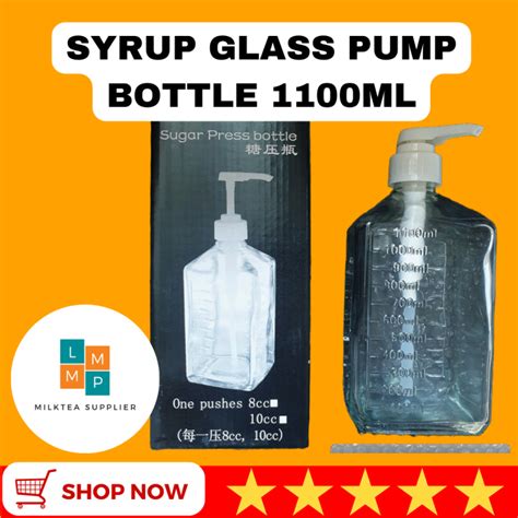 Fructose Syrup Press Glass Bottle 1100ml 10cc Glass Syrup Container