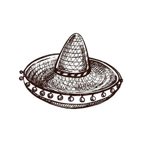 Hand Drawn Sombrero Sketch Vintage Drawing Of Hat Vector Black Ink