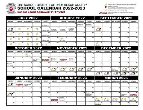 22-23 Calendar - Yuh - THE SCHOOL DISTRICT OF PALM BEACH COUNTY STUDENTS AND ALL EMPLOYEES ...