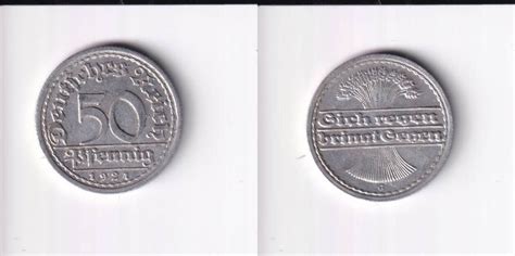 Deutsches Reich Weimarer Republik 50 Pfennig 1921 Mz G Aluminium VF