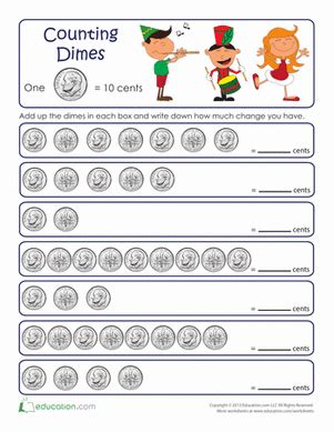 Counting By Tens Dimes Worksheet Education Money Math Sexiezpicz