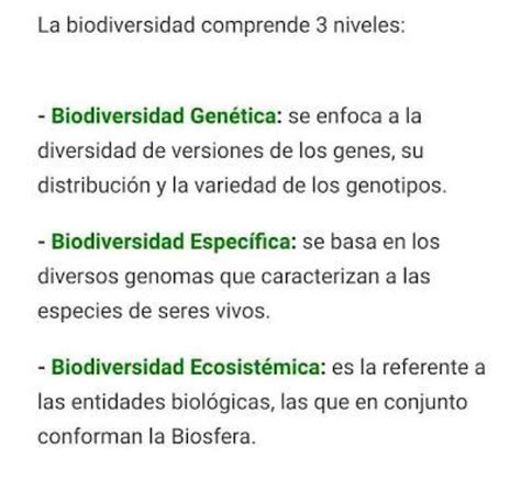 Cuales Son Los Tres Niveles De La Biodiversidad Brainly Lat