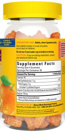 Nature Made Extra Strength 1000 Mg Vitamin C Gummies 80 Ct Frys