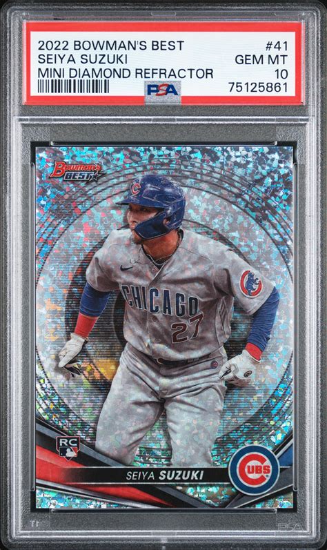 Seiya Suzuki 2022 Bowman S Best 41 Mini Diamond Refractor 299 PSA 10