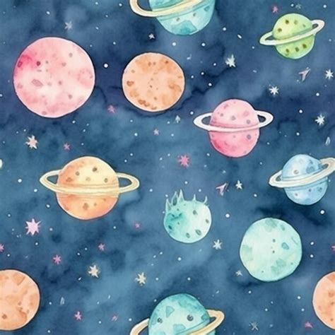 Premium AI Image A Close Up Of A Watercolor Painting Of Planets And