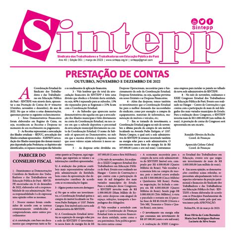 Presta O De Contas De Outubro A Dezembro De Sintepp