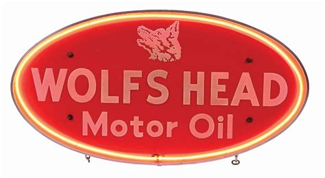 Lot Detail WOLF HEAD MOTOR OIL LIGHT UP NEON SIGN