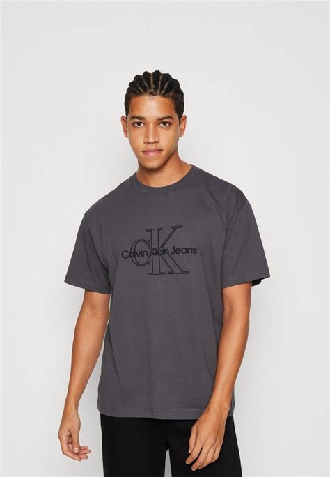 Calvin Klein Jeans Monologo Washed Tee Unisex T Shirt Print Washed Blackzwart Zalandonl