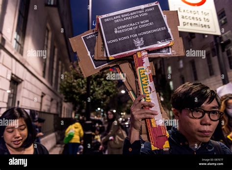 Hong Kong protest outside Chinese Embassy in London Stock Photo - Alamy