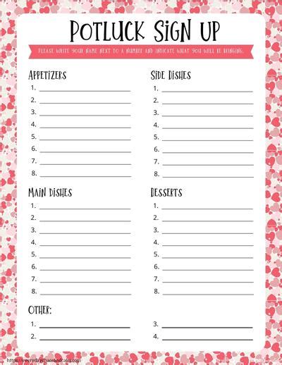 Valentine Sign Up Sheet Template Prntbl Concejomunicipaldechinu Gov Co