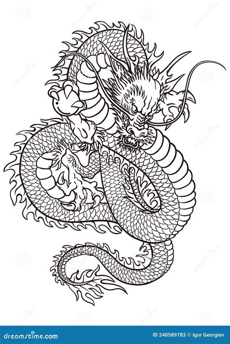 Traditional Japanese Dragon Tattoo Flash Set Set Of Labels And