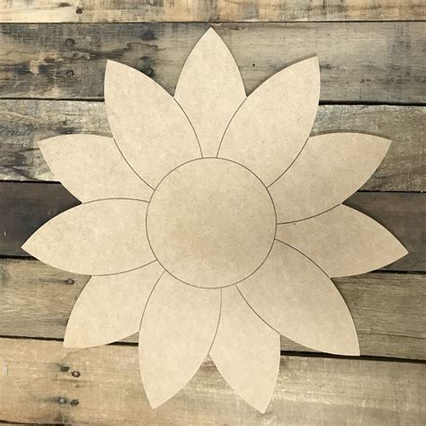 Sunflower Unfinished Wooden Cutout Craft Paint By Line Fleurs En