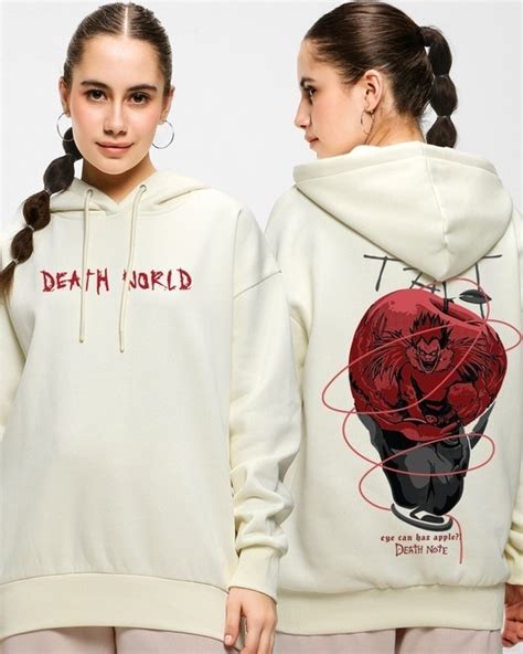 Buy Womens White Deathnote Ryuk Graphic Printed Oversized Hoodie Online At Bewakoof