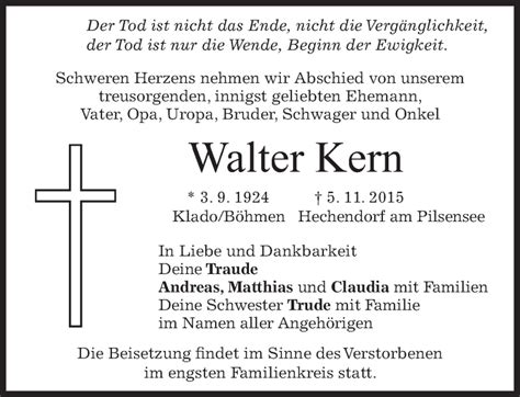 Traueranzeigen Von Walter Kern Trauer Merkur De