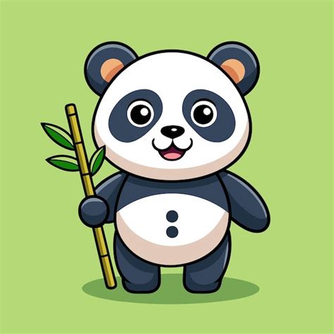 Premium Vector Cute Panda Holding Bamboo Cartoon Vector Icon Illustration