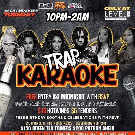 Trap Karaoke Tuesdays Level Two Ladies Free Till Midnight W Rsvp