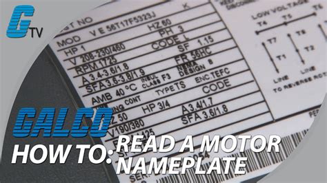 How To Read Motor Nameplate Data Youtube