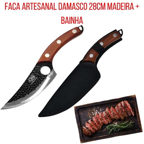 Faca Artesanal Damasco L Mina A O Inox Personalizada Para Churrasco