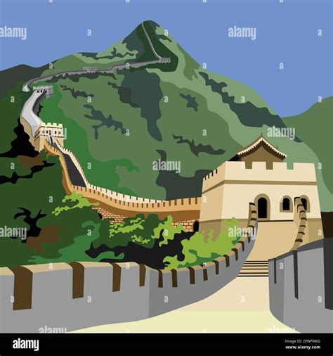 Great Wall China Landmark Vector Stock Vector Image And Art Alamy