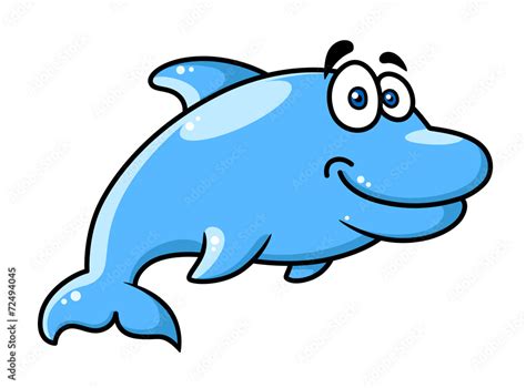 Happy cartoon blue dolphin character Stock Vector | Adobe Stock