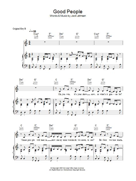 Jack Johnson Good People Sheet Music Pdf Notes Chords Rock Score Easy Guitar Tab Download