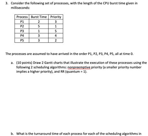 Solved 3 Consider The Following Set Of Processes With The Chegg