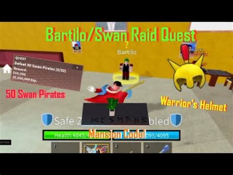 Bartilo Swan Raid Quest Warrior S Helmet Unlocked BLOX FRUITS YouTube