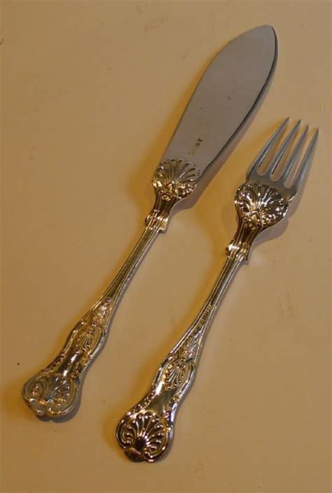 Antique English Silver Plated Fish Knives Forks For Twelve C