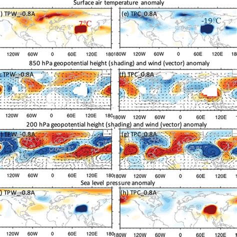 Annual Mean Changes In A And E Surface Air Temperature SAT C