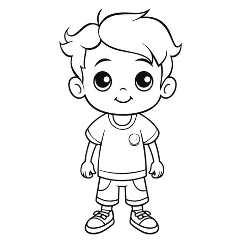 Dibujo De Caricatura Niño En Un Camisa Roja Páginas Para Colorear Contorno Bosquejo Vector Png