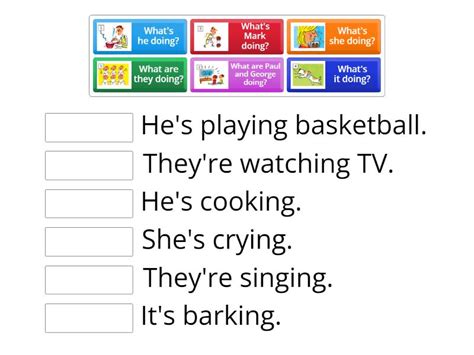 Present Continuous - Questions - Match up