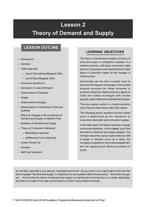 Theory Of Demand And Supply In A Market Economy Individual