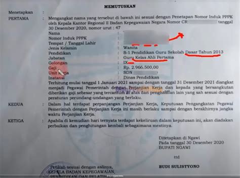 Contoh Sk Pppk Guru Ada Nip Tmt Beserta Gaji Blog Pendidikan