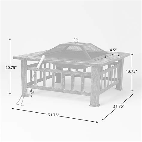 Fire Sense Foxdale Square Wood Burning Fire Pit Brushed Bronze 64099