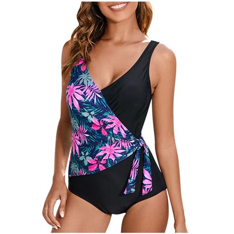 Bigersell Womens One Piece Swimsuits Athletic Summer V Neck Sleeveless