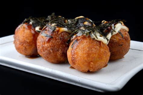 Takoyaki Or Japanese Octopus Ball Stock Photo Image Of Cream