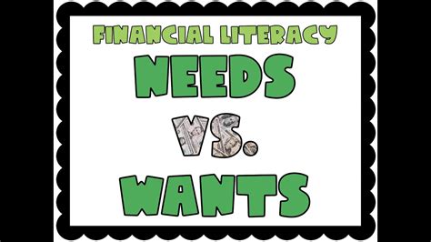 Personal Financial Literacy Needs Vs Wants Youtube