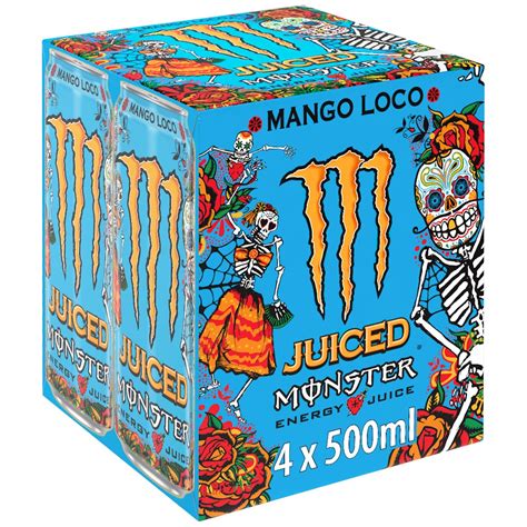 Monster Energy Mango Loco 4 X 500ml Energy Drinks B M