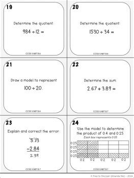 5th Grade Math Review Task Cards By Free To Discover TpT