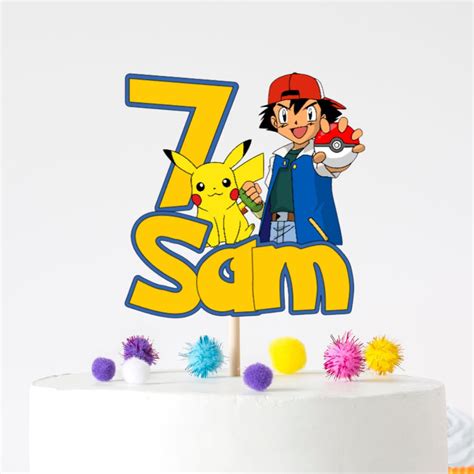 Personalised Pokemon Cake Topper Pokemon Birthday Party Cake Topper