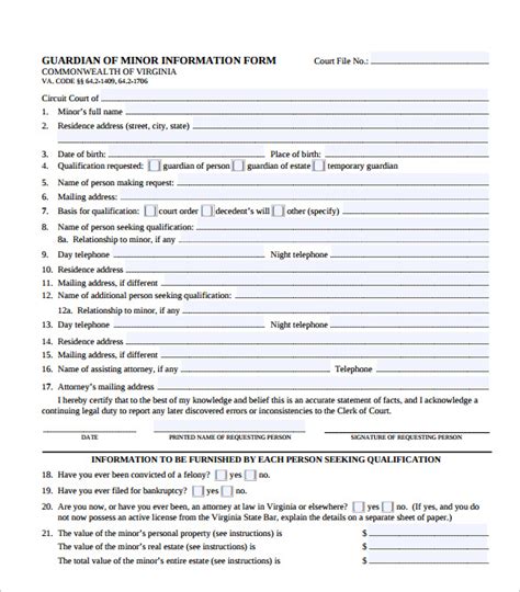 Free Printable Guardianship Forms