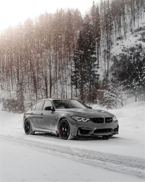 Black Bmw Coupe On Snow Covered Road During Daytime Grey HD Phone