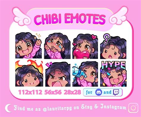 Cute Chibi Girl Emotes For Twitch Curly Black Hair Brown Eyes And Brown Skin Set 2 Etsy