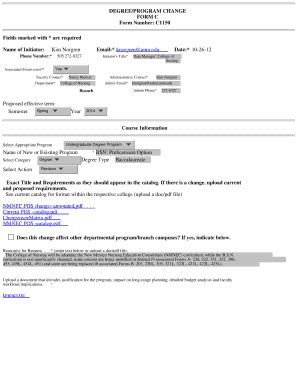 Fillable Online Facgov Unm DEGREE PROGRAM CHANGE FORM C Form Number