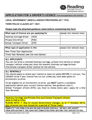 Fillable Online Reading Gov APPLICATION FOR A DRIVER S LICENCE First